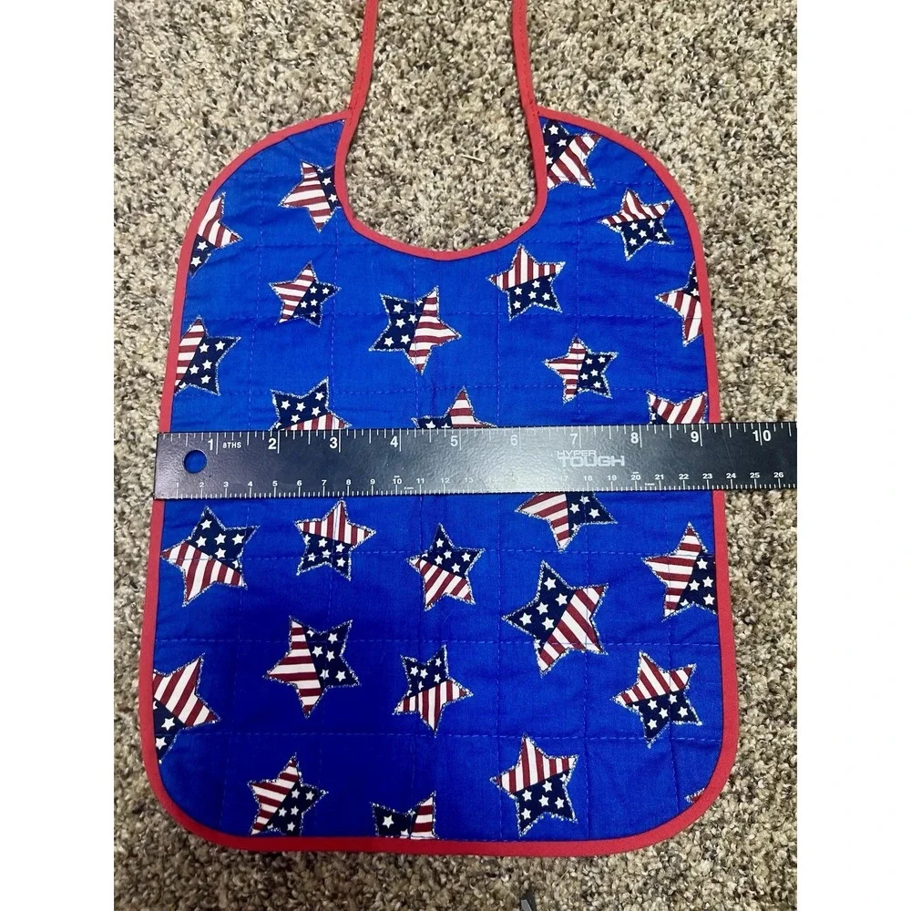 Lot Of 6 Quilted‎ Handmade July 4th Baby Bibs Large Size 12